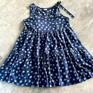 DKNYC Navy Boho Floral All Cotton Sundress Size: L